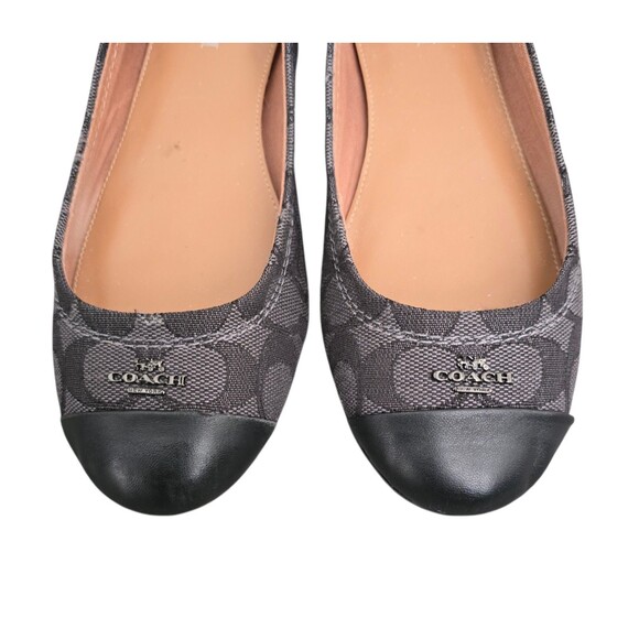 Coach Chelsea Shoes Womens Size 7.5B Jacquard Signature Flats Black Gray - Picture 8 of 13